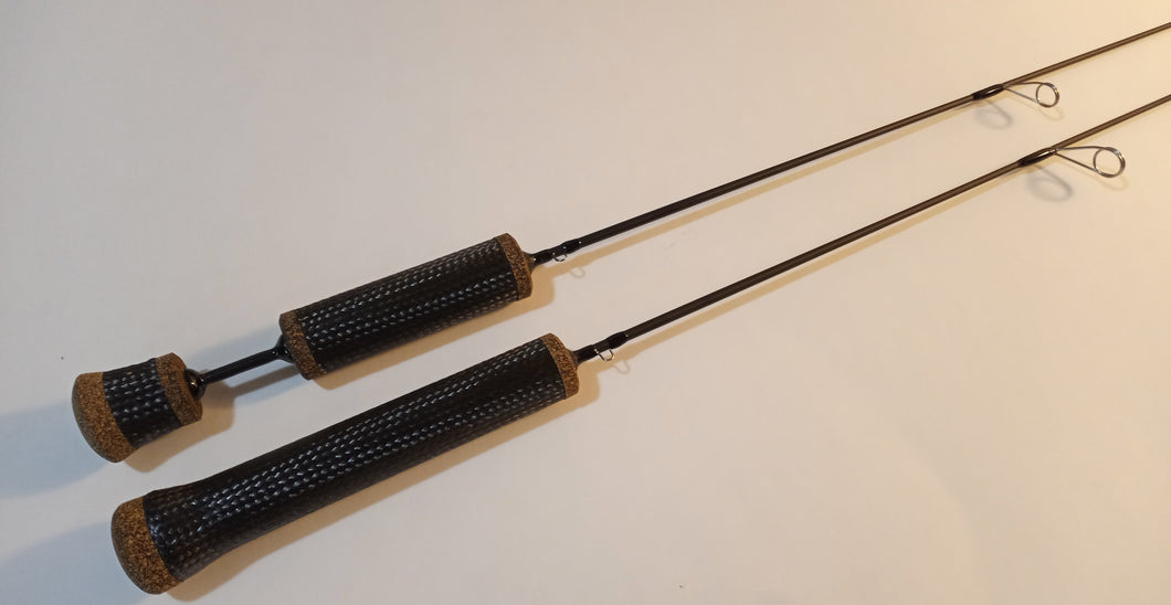 EXTREME ABSOLUTE ZERO SERIES WALLEYE SWEETHEART CUSTOM ICE ROD SOLID CARBON BLANK REC RECOIL GUIDES, CARBON FIBER GRIP