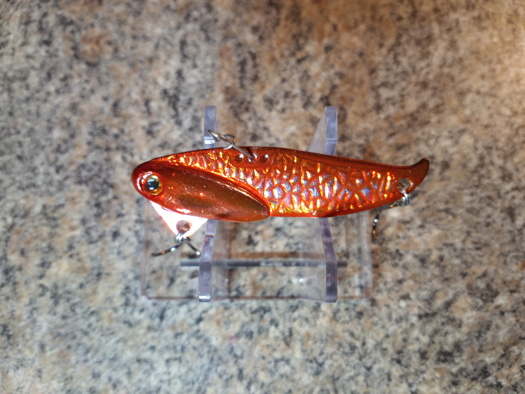 2025 OPEN WATER CUSTOM BLADE BAIT- ORANGE PLATED CRUSHED MIRAGE PEARL 1/2oz, 5/8oz