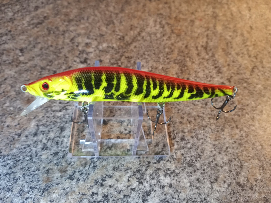 Custom Suspending Jerk Baits In 3 Sizes RED SUNSET TIGER