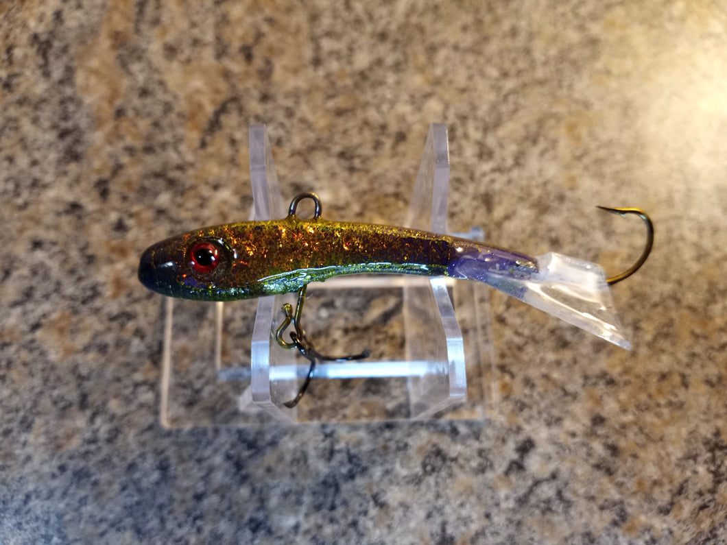 CUSTOM 1/4OZ, 3/8OZ, 1/2OZ, 3/4OZ, 1OZ VERTICAL JIGGING MINNOW PURPLE CRACKED ICE ANTIFREEZE