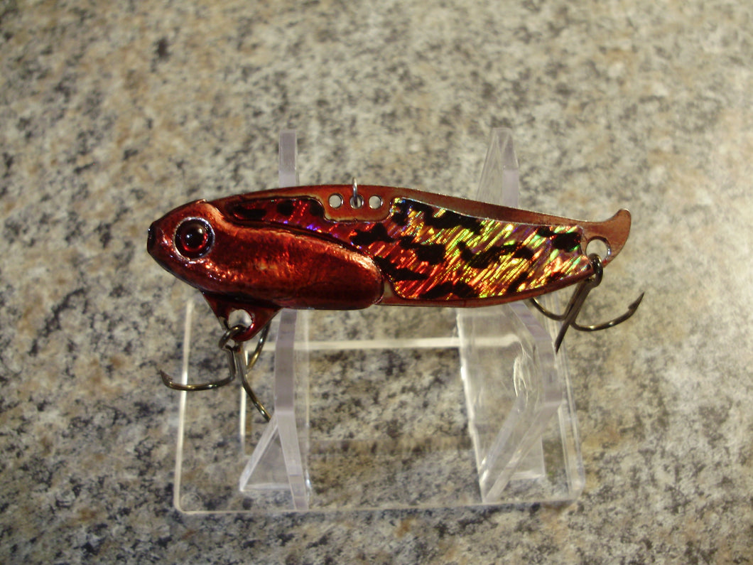 3/8oz, 1/2oz, 5/8oz, 3/4oz Custom Tiger Pattern Series Oneida Lake Blade Bait RED HEAD BLACK TIGER SILVER LAZER