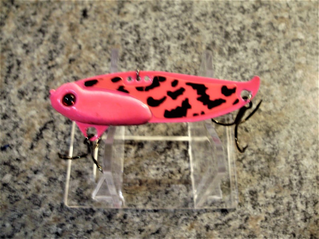 3/8oz, 1/2oz, 5/8oz, 3/4oz  Custom Tiger Pattern Series Oneida Lake Blade Bait BLACK TIGER FL PINK